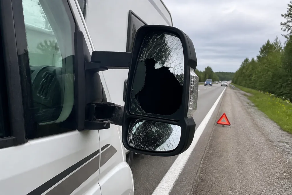 camper mirror damage roadside